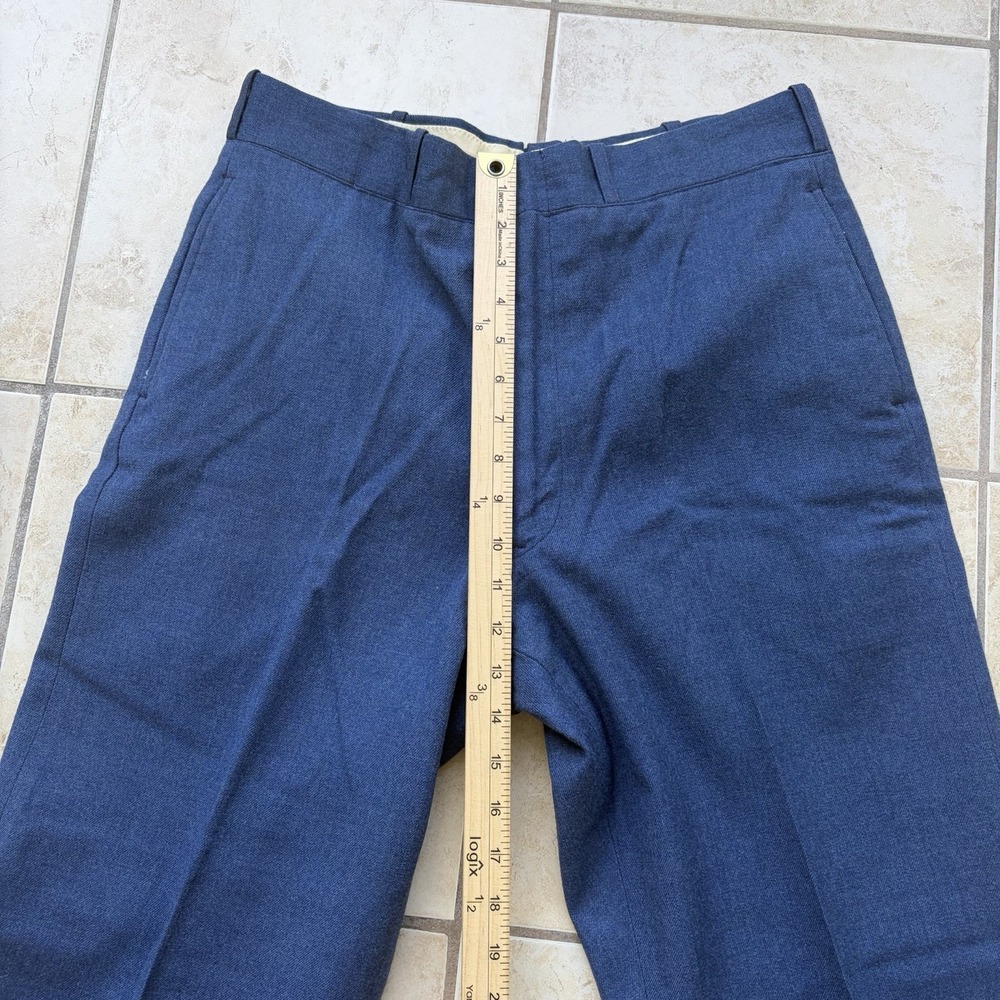 Vtg Military Pants Men 34x34 (Fits 32x28) Blue Wool Serge Air Force Trousers 60s - Picture 8 of 11